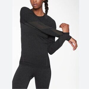 Athleta Caliber Long Sleeve Performance Top Black Gray Size S Activewear